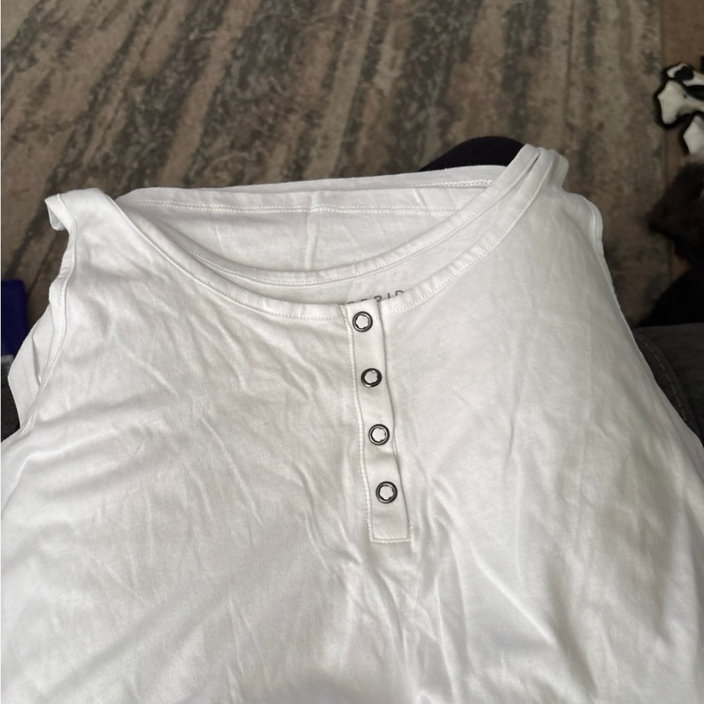 Torrid White Henley Tank Top
